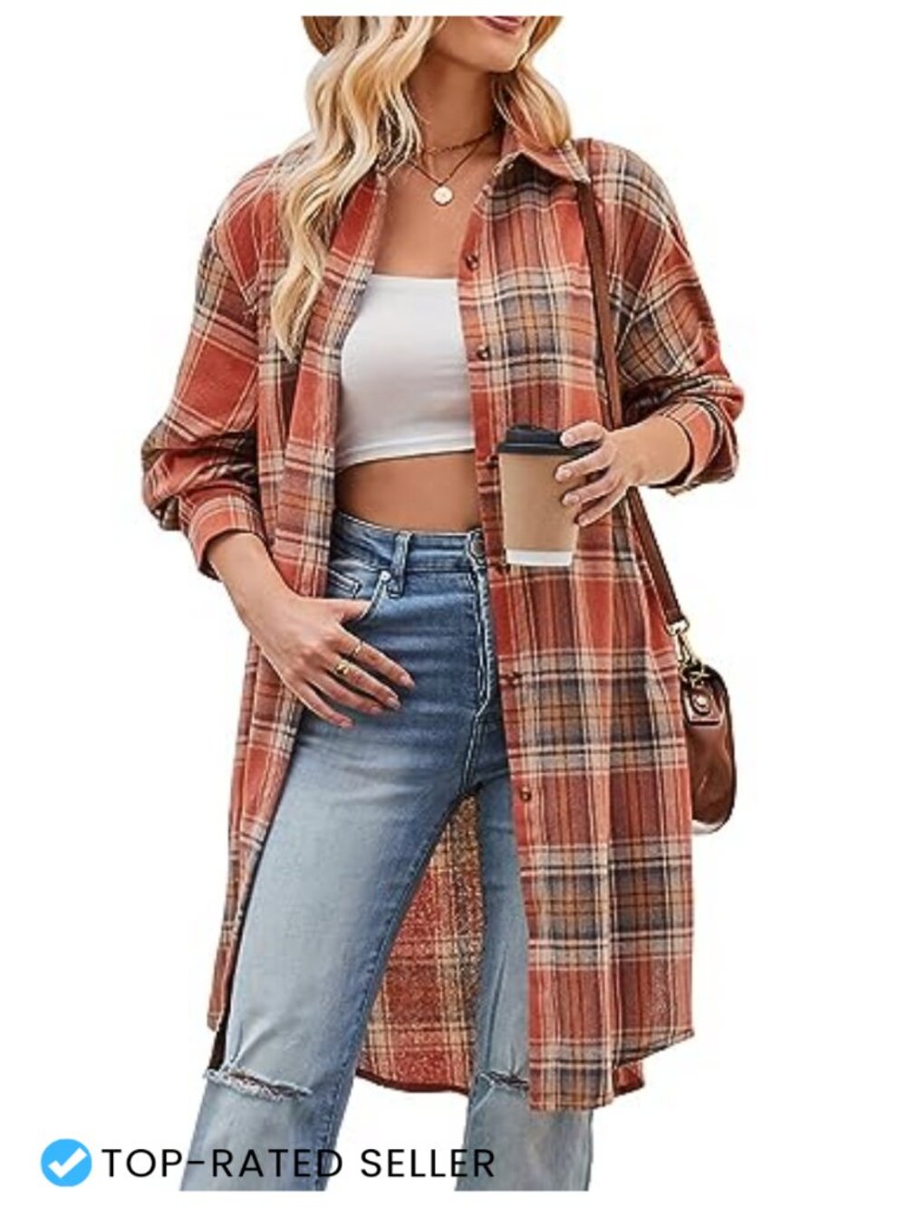 Oversized Plaid Flannel Button Down Shirt Women Long Sleeve Casual Blouse